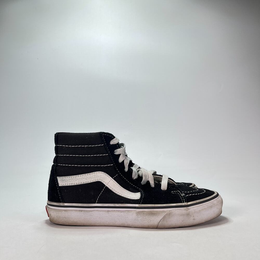 Vans Sk8-Hi Black White Suede Canvas High Top Skate Shoes 507698 Women's Size 7